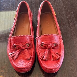 Coach Red Leather Tassel Loafers